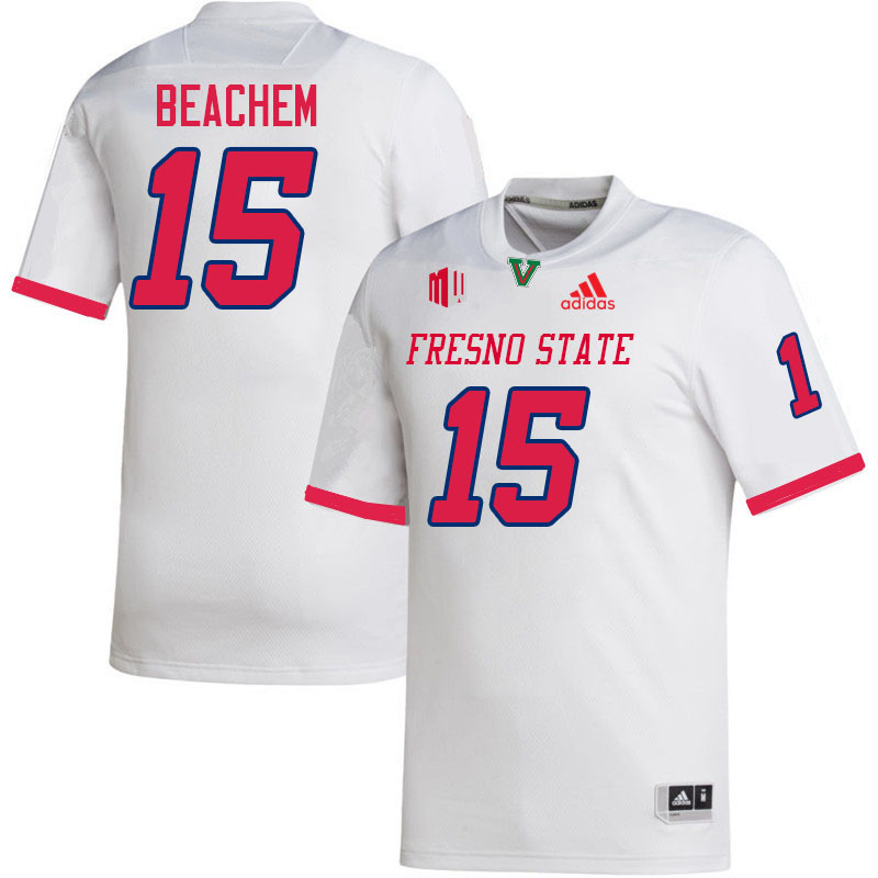 Fresno State Bulldogs #15 Kamron Beachem College Football Jerseys Stitched-White